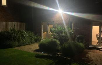 Outdoor security light lit up